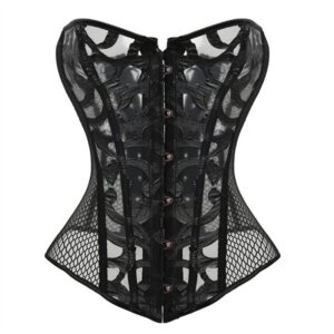 Black Printed Mesh Court Corset