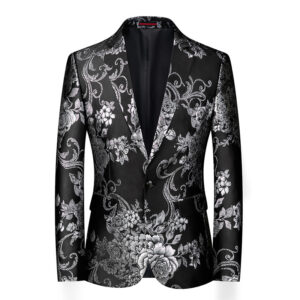 Men’s Floral Suit Casual Small Suit Gilding Printed Coat Men