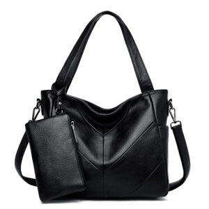 Women handbag women’s shoulder bag high quality large capacity large soft black PU leather casual handbag