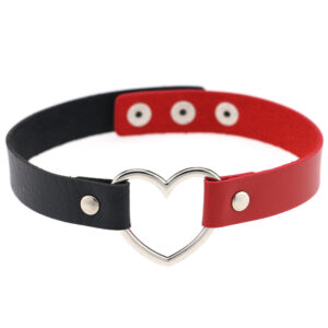 Black PU leather peach heart love heart collar