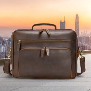 Vintage Crazy Horse Leather Men’s Briefcase Laptop Bag