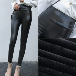 Leather Pants Women’s Thick Large Size High Waist PU Leather Leggings