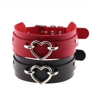 New Fashion Sexy Harajuku Handmade Choker Punk Necklace Leather Heart Necklace Statement Neck Couples Club Party Gifts