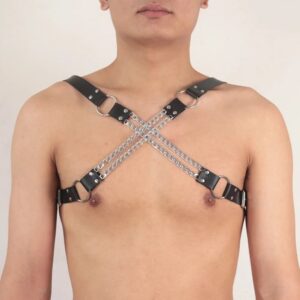 Men’s Body Bondage And Discipline Leather Chain Strap