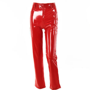 PU Leather Women’s High-waisted Butt-lifting Hot Girl Straight-leg Pants