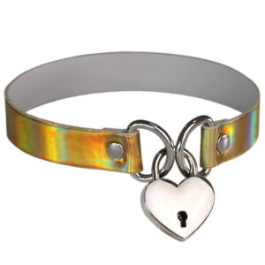 Punk Style Laser Luminous Short Concentric Love Lock Collar Neckband Collarbone Necklace