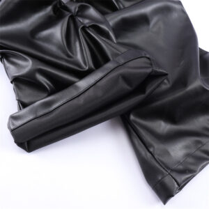 Men’s Loose Casual Shiny Wrinkled Leather Pants