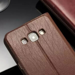 Clamshell leather phone protective leather case