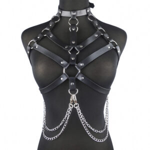 Creative Black Leather Binding Belt Bondage Jacket