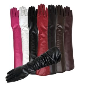 Women’s long touch screen leather gloves