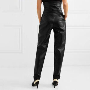 Leather tapered pants