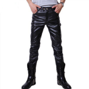 Bronzing Performance Costume Casual Pants Men’s Leather