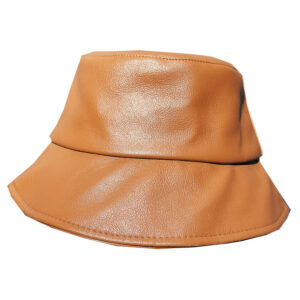 Textured PU Leather Fisherman Hat Unisex Basin Hat Wide Brim Cover Face Hat