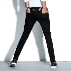 Skinny pu leather pants slim motorcycle pants