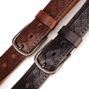 Men’s leather pin buckle head leather