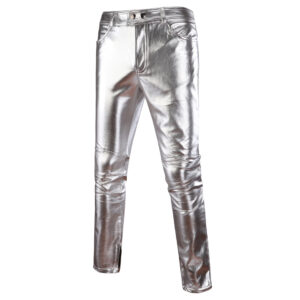 Bronzing Performance Costume Casual Pants Men’s Leather