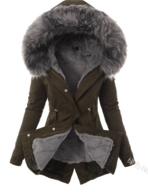 Hooded Drawstring Plush Jacket Women