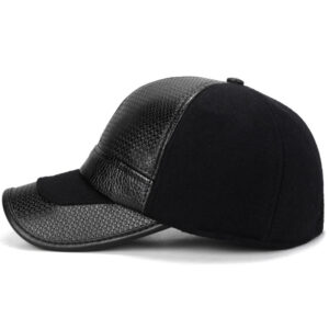 Men’s Thickened Warm PU Leather Baseball Hat