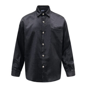 Men’s Long-sleeved Lapel PU Leather Shirt