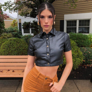 Leather buttoned shirt