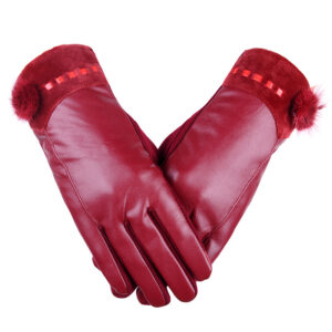 PU touch screen ladies leather gloves