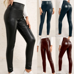 Women’s High Waist Stretch Slim Skinny Leather Pants