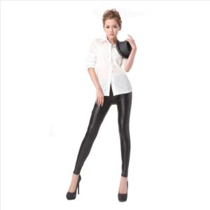 Faux leather slim pants