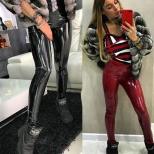 Women’s Fashion Casual Mirror Pu Leather Pants