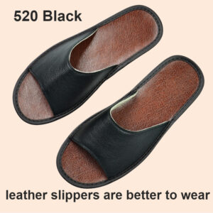 Widened Plus Size Leather Slippers