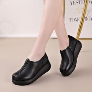 Genuine Leather Women Shoes With Platform High Heels