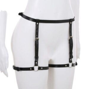 Single Section Bondage Pants Black Leather