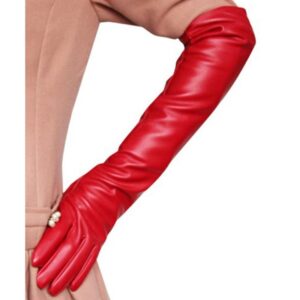 Women’s long touch screen leather gloves