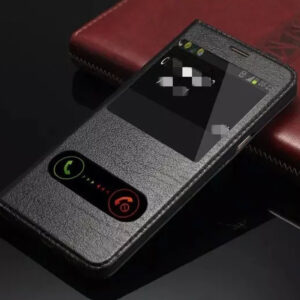 Clamshell leather phone protective leather case