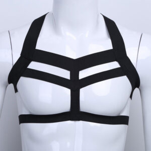 Mens Harness Bondage Costume Halter Neck Elastic