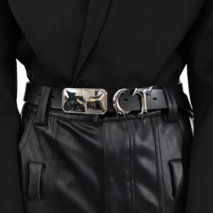 Pioneer Three-dimensional Metal Belt Irregular Stitching Design Trendy Belt Men And Women