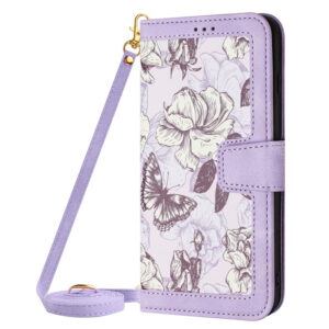 Small Floral Flip Leather Case Lanyard Phone Case