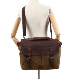 Men’s Fashion Vintage Leather Canvas Laptop Bag