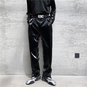 Men’s Loose Shiny Patent Leather Casual Pants