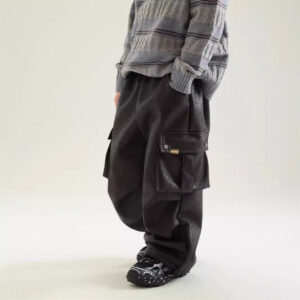 Boy Winter Fleece Lining Workwear Leather Pants