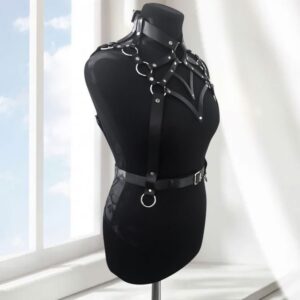 Women’s Artificial Leather Body Belly Band Shoulder Wearing Ring Horse Harness For Dancing Toys With Fetish