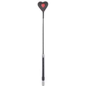 Leather Red Heart Bound Hand Slap Whip Metal Rod Side