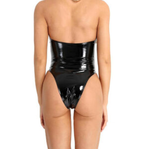 Women’s Faux Leather Panel Cutout Bodysuit