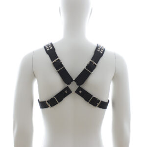 Men’s Bondage Binding Strap Black Leather Multi-Stud