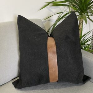 Nordic Linen Stitching Leather Pillow Cover Car Cushion