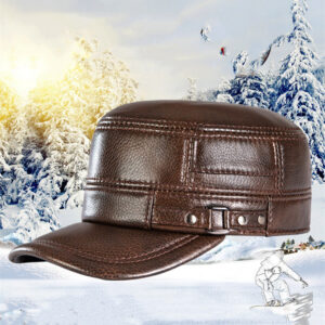 Leather Flat Hat Men’s Warm Ear Protection