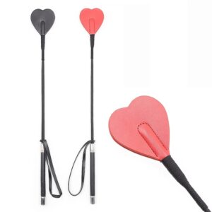 Black Red Heart-shaped Training Pointer Leather Whip