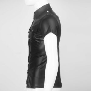 Patent leather tight-fitting short-sleeved shirt