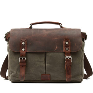 Men’s Fashion Vintage Leather Canvas Laptop Bag