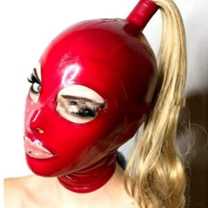 Latex Ponytail Mask With Wig Latex Headgear