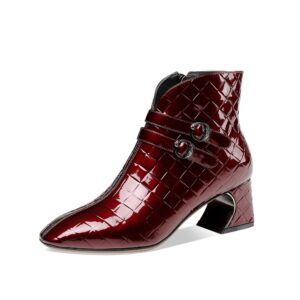 Burgundy High Heels Print Martin Boots